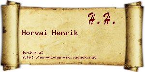 Horvai Henrik névjegykártya